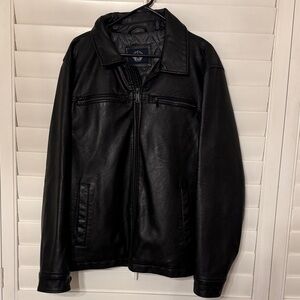 Dockers Faux Leather Jacket Men’s XL Quilt Lined Full Zipper
